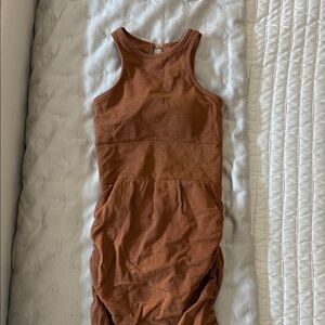 Chic Sleeveless Tan Mini Dress